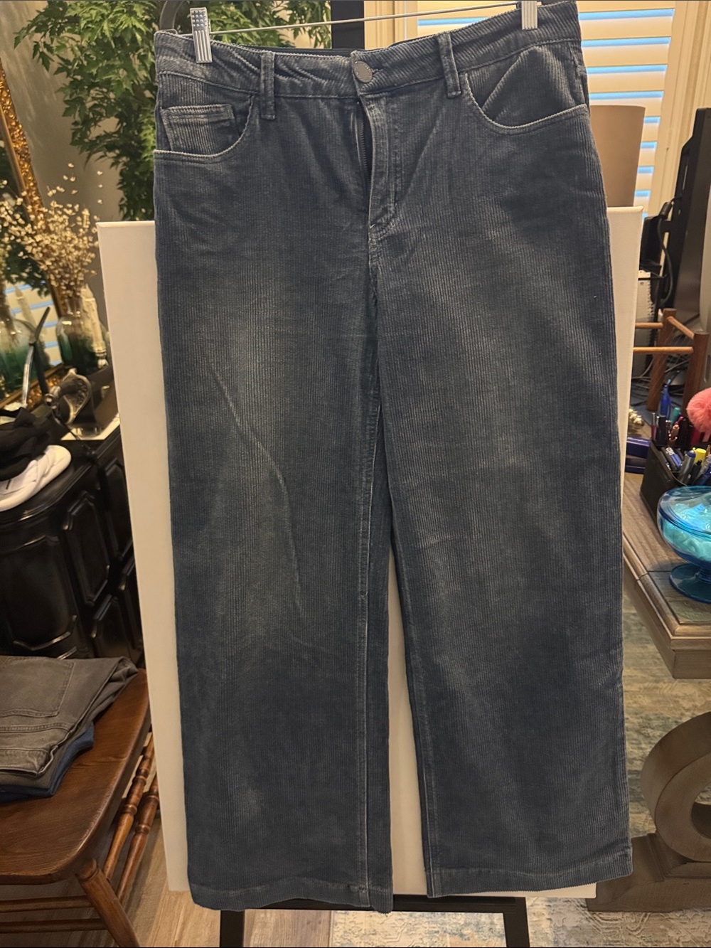 Wit & Wisdom Women’s Straight Corduroy Jeans in Charcoal Blue